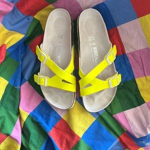 Neon Green Birkenstocks Slides 39/ 8.5 EUC
